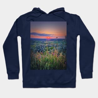 sunset scene over valley Hoodie